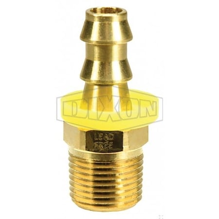 Dixon Hose Barb Fitting with Yellow Plastic Cap, 1/2-14 x 1/2 in Nominal, MNPT x Push-On Hose Barb End Sty 2720808CLF